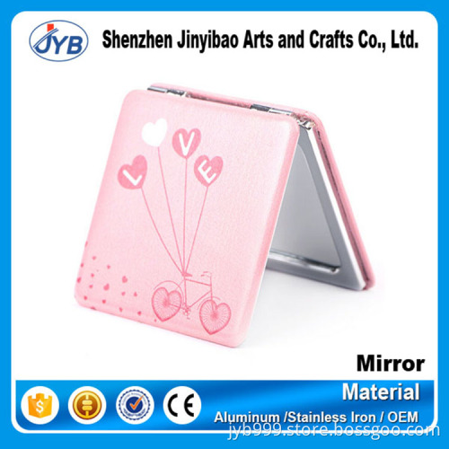 Easy to carry pocket mirror promotion cheap custom PU leather metal type compact mirror